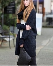 Lululemon Cardi All Day Merino Wool Long Sweater Oversized XS/S Black Blue