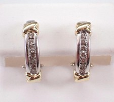 2Ct Round Cut Lab Created Diamond Women's Hoop Earrings 14k Two Tone Gold Plated