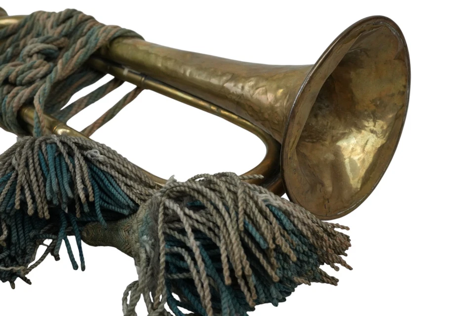 #586 Alte Trompete mit Banderole, 45,5cm - Bild 3 von 4