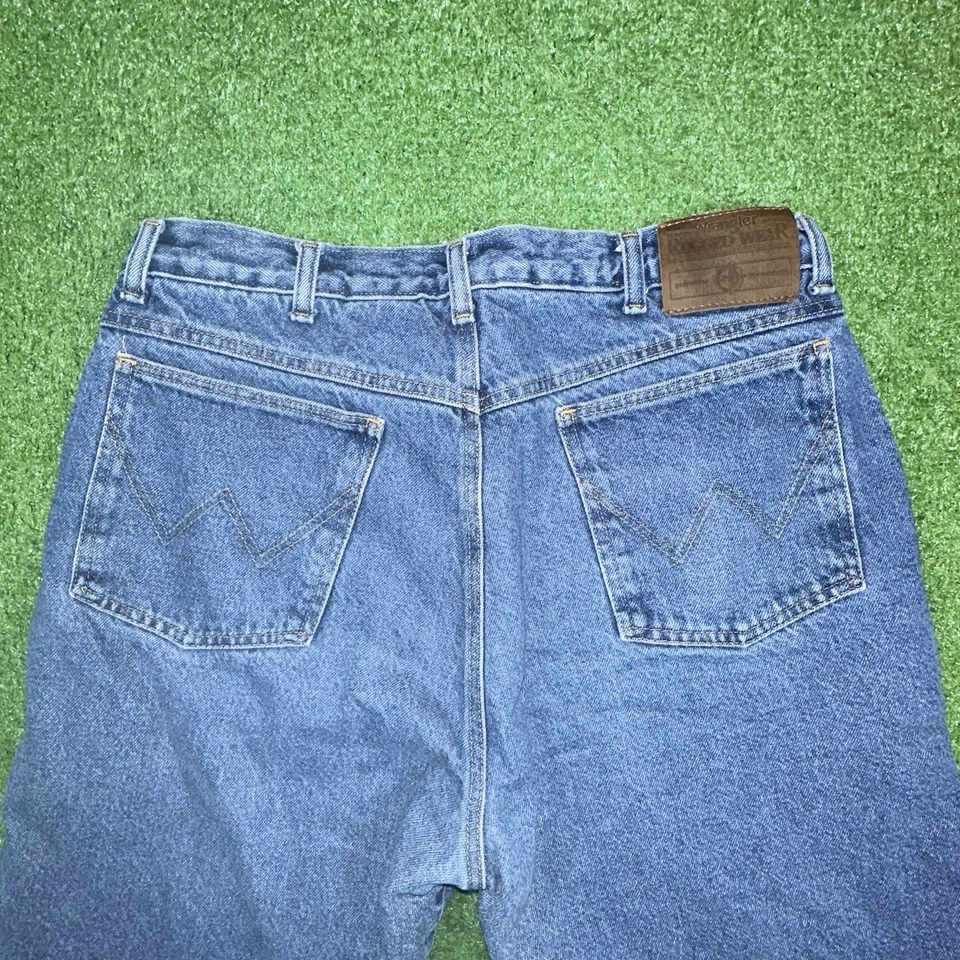 Wrangler Rugged Wear 牛仔裤抓绒衬里男式 34 X 32 红色绗缝衬里美国复古 — 第 3/4 张图片