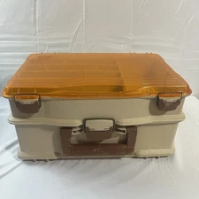 Vintage Plano Tackle Systems Large Double Compartment Tackle Box Amber Flip Top