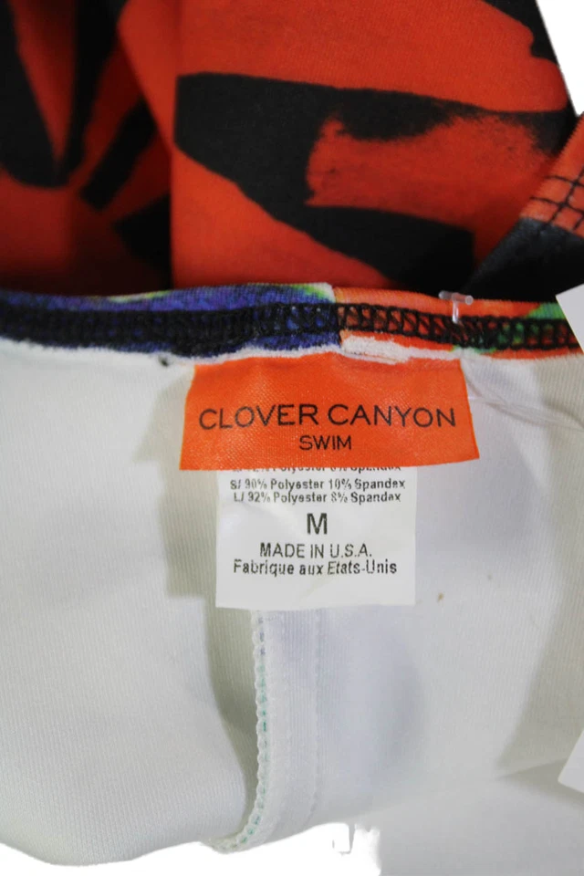 Traje de baño Clover Canyon para mujer estampado abstracto recortado multicolor talla M Foto 3 de 4