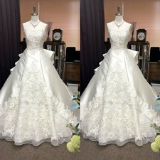 Gorgeous Wedding Dresses Strapless Lace A Line Satin Sweep Train Bridal Gowns