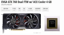 EVGA GTX 760 Dual FTW with ACX Cooler 4GB GDDR5 Graphics Card DP HDMI 2x DVI