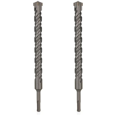 SDS Plus 1''x12'' Rotary Hammer Drill Bits Set (2Pcs) Cross Carbide Tip Concrete