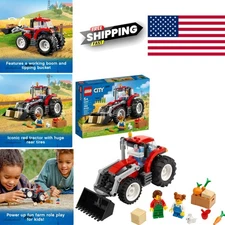 Fun Farm Tractor Building Set with Veggie Elements and Hay Bales for Kids 5 Plus