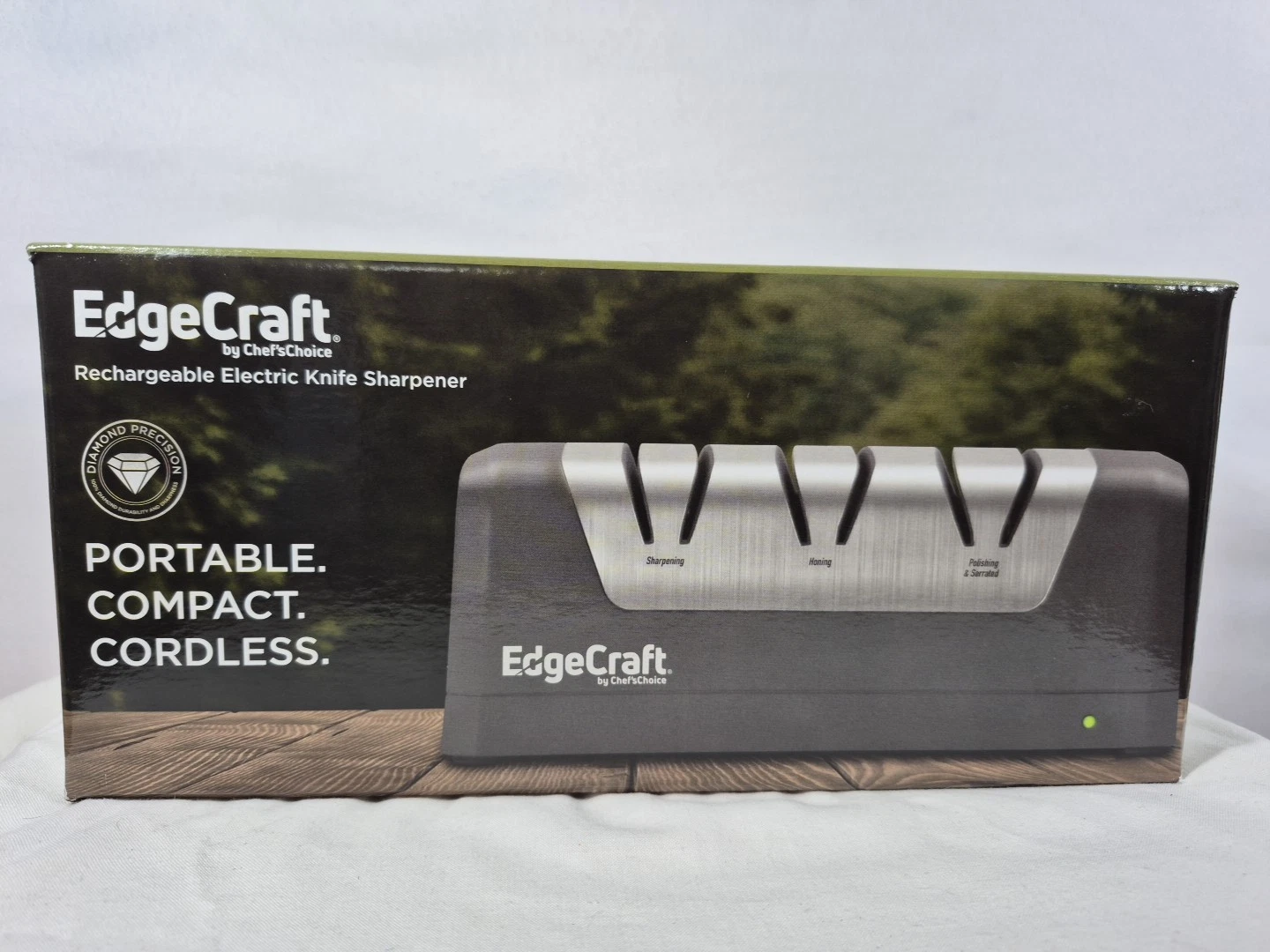 NIB Chef's Choice DC 320 Gray Rechargeable Three-Stage Cordless Knife Sharpener