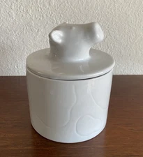 White BW Cow Head Butter Bell Crock Rare Country Farmhouse Cottage Core