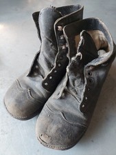 Antique Victorian Childs Black Leather High Top Shoes Cutwork Lace Up c1900 Wing