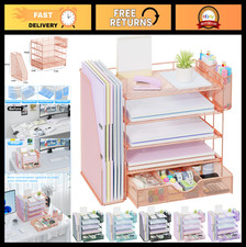 5-Tier Desk Organizer with Drawers File Holders Letter Trays, Pen Holders -