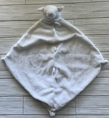 ANGEL DEAR White Plush LAMB Lovey Security Blanket Knotted Corners