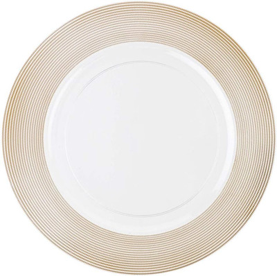 Wedding Venue Shop Platos Carga De Plastico Con Borde Cuerda Dorada Texturizada