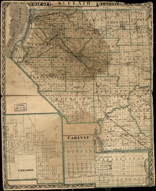 20" x 24" 1875 Map of St. Clair County. Illinois eBay