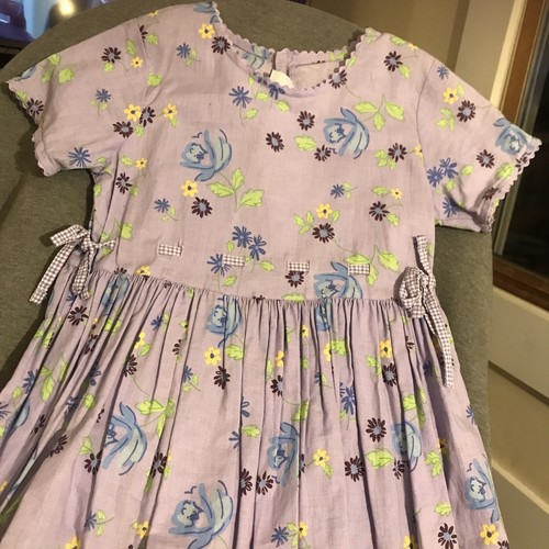 HEARTS AND FLOWERS LAVENDER FLOWERS AND CHECKS GIRLS DRESS SZ 8