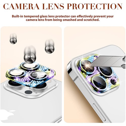 For iPhone 11 12 13 Pro Max Diamond Glitter Metal Glass Camera Lens Protector - 第 23/41 張圖片
