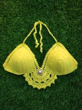  HANDMADE CROP TOP CROCHET BIKINI SUMMER BEACH SEXY BOHO BRA FREE SHIPPING