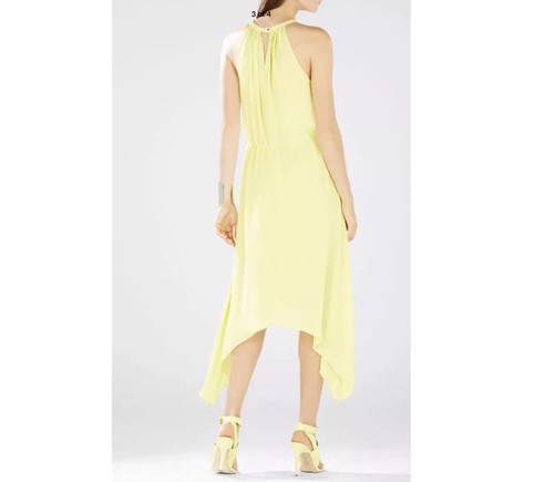 NWT BCBGMAXAZRIA BCBG Keelie Keyhole-front Halter Dress M Lemongrass Ret. $198 - Picture 3 of 5