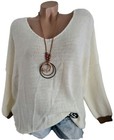 Damen Strickpullover Pullover Mittelstrick Pulli Ecru/Beige Gr. 46 48 50 P0060