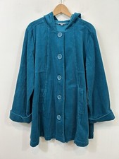 Habitat Clothes To Live In Cozy Cord Jacket Hooded Teal Blue Women’s Large Nwt