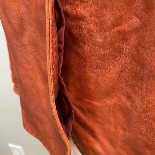 Classiques Entier Burnt Orange Cropped Leather Coat Large - Picture 4 of 7