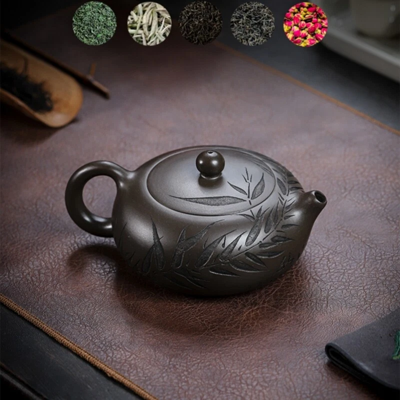 Olla maestra de arcilla púrpura china tallada a mano original Ore Real Yixing Zisha Foto 3 de 4