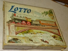 Antique LOTTO Game J W & S (N.Y. Central & Hudson River Railroad Image on Box)