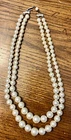 2 strand Faux Pearl Necklace 19" long - Vintage Retro Costume Jewelry #200-B2