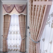 European luxury high-class pink jacquard weave Embroider curtain tulle M1263 