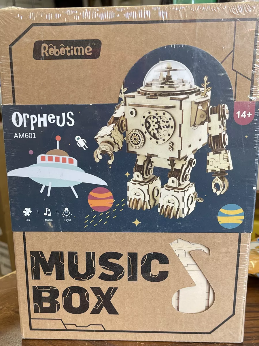 Robotime Orpheus Steampunk DIY Robot Music Box 3D Wood Puzzle Model Kit
