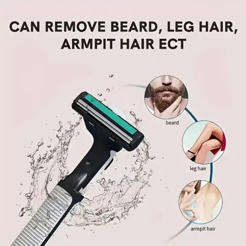 Rasoio monouso da barba 54 lame doppie in acciaio inox con 2 manici per uomo - Foto 10 di 10
