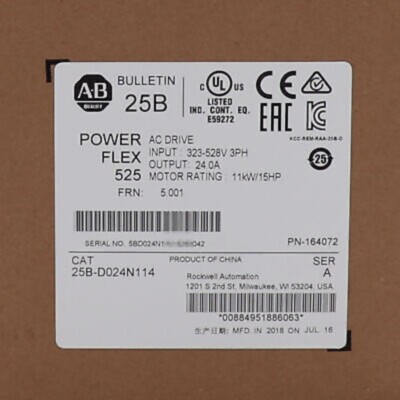  25B-D024N114 Allen-Bradley 25BD024N114 PowerFlex 525 11kW 15Hp AC Drive