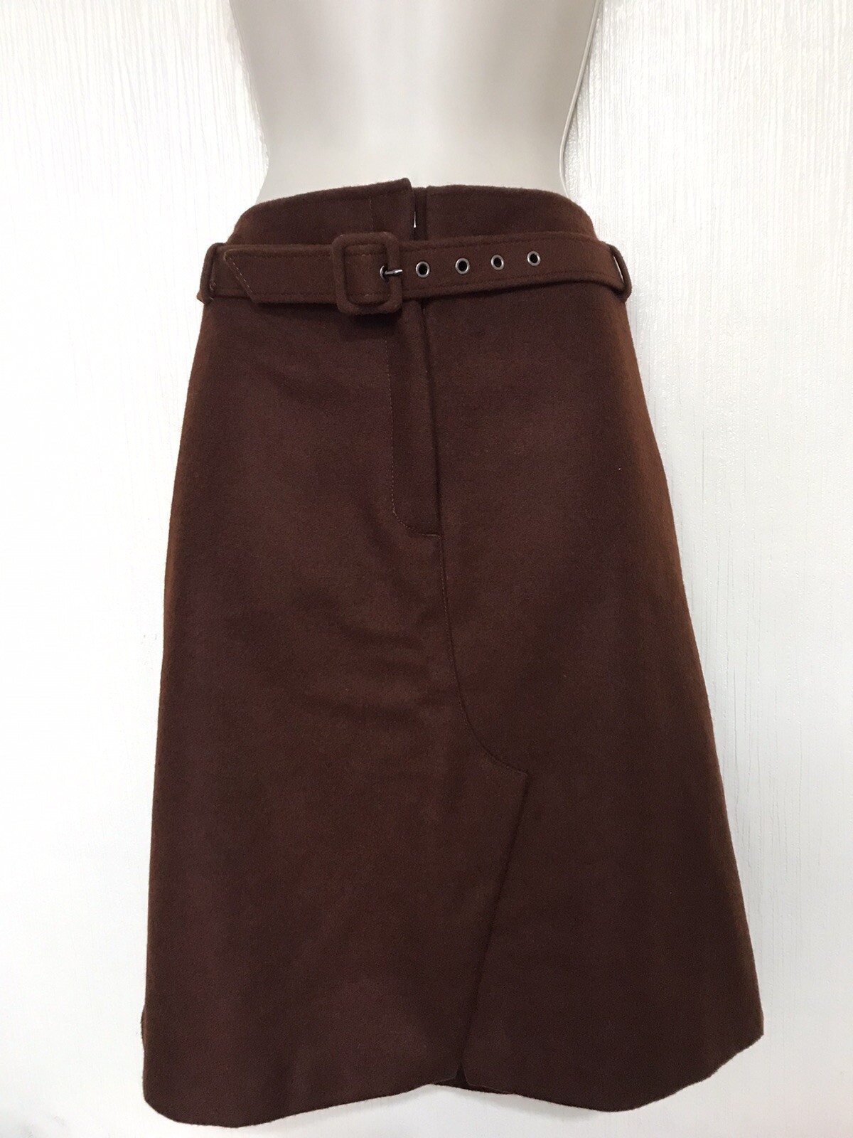 New Jigsaw Ladies 80 Wool Melton Belted Skirts (chestnut) Size 16