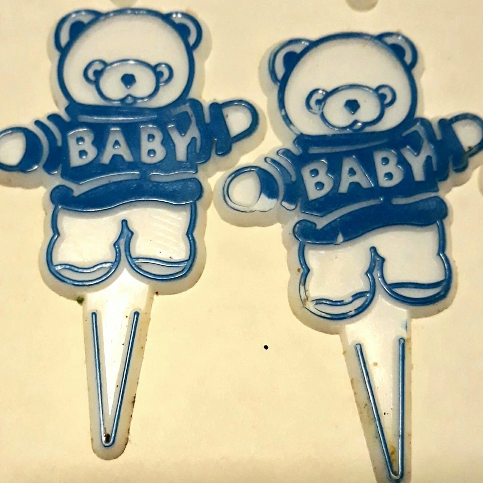 Винтажный торт кекс украшение декор фотографии Toppers новый Baby плюшевые медвежата 80-х - Изображение 4 из 4