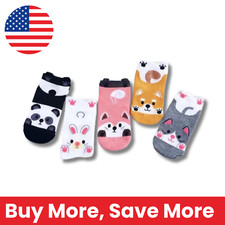 Women s Cotton Socks Cute Animal Faces, Mixed Colors, Soft Fun Design