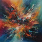 Multicoloured Abstract Oil Modern Style Painted Canvas Wall Art Picture Print