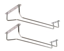 Wine Glass Rack, Under Cabinet Mount Hanger, Chrome Finish 10 Inch Long Set of 2