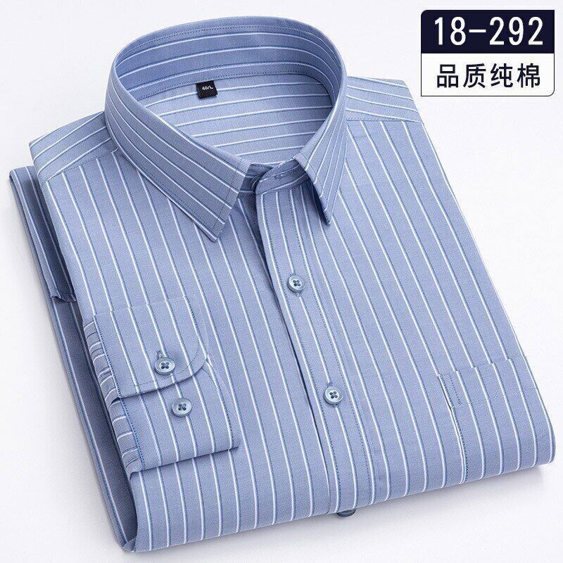 Longsleeve Shirt Men Dress Shirts 100% Cotton Oxford Business Button Up ...