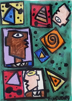 abstract study acrylic 12inx9in - by ronald allen  2020 / f219