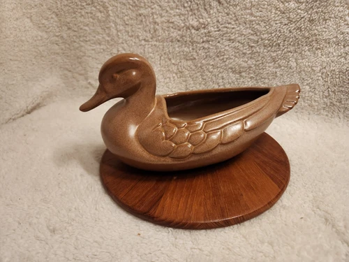 FRANKOMA Art Pottery Brown MALLARD DUCK PLANTER POT 208A Vintage