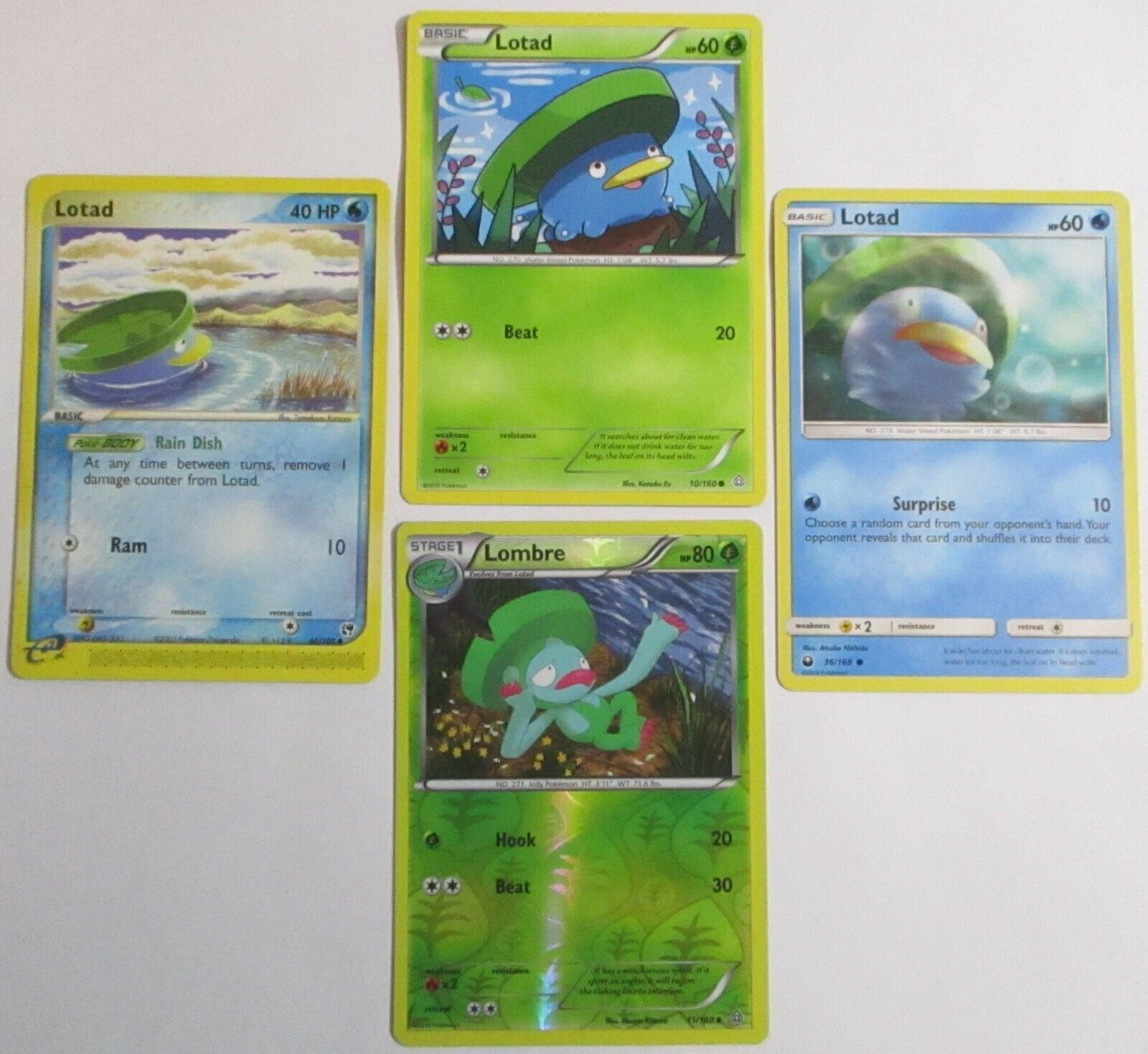 Lotad & Lombre 4 Pokemon Card Various Sets No Dups