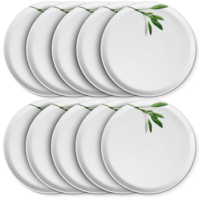 10er SET CreaTable - EUROPA KRÄUTER - Pizzateller SALBEI 33 cm aus Porzellan