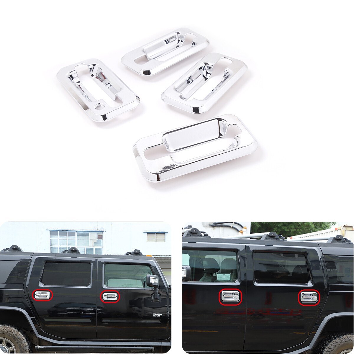 Exterior Door Bowl Frame Trim For Hummer H2 2003-09 ABS Chrome
