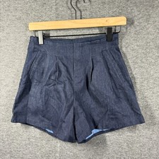 Womens Pleated Denim Shorts Size Small Dark Wash Lined Size Zip Slash Pocket