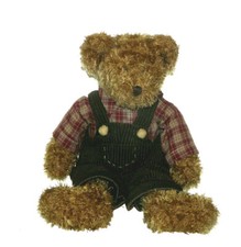 Fitzsimmons Teddy Bear Brown Red Plaid Shirt and Brown Overalls Plush Avon