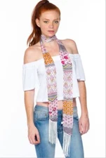 Womens Print Pink Floral Accent Scarf, NWT, One Size