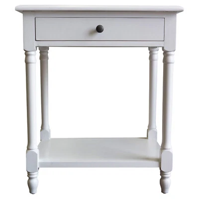 French Provincial Bedside Lamp Table Nightstand in White - Picture 1 of 9
