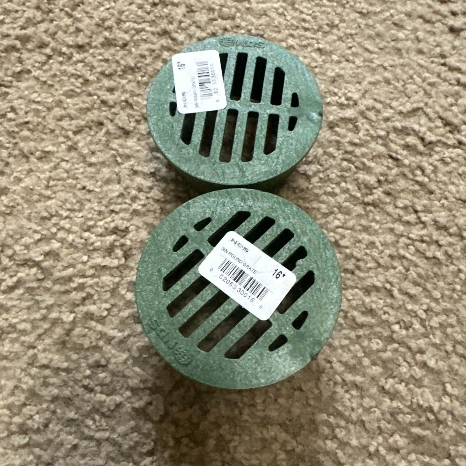 2 PACK NDS 3 in. Green Round Polyethylene Drain Grate FREE SHIPPING