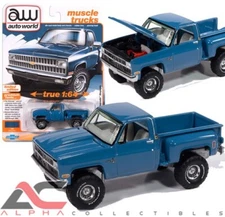 AUTOWORLD AWSP179A 1:64 1981 CHEVROLET SILVERADO STEPSIDE (MEDIUM BLUE)