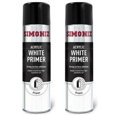 2 x Simoniz Large Acrylic White Aerosol Smooth Primer Car Spray Paint 500ml