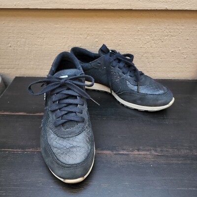 Ecco Black Danish Design Leather Lace Up Sneaker Shoes Size 3.5Y